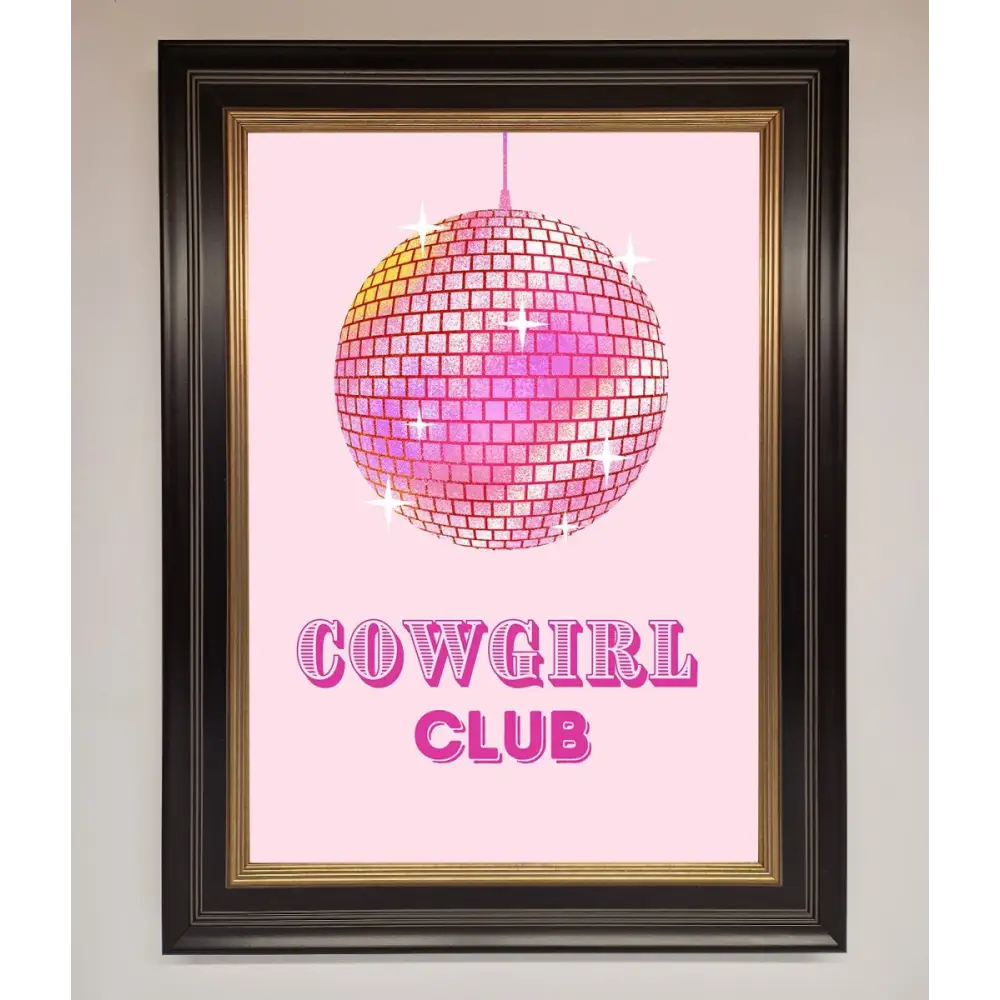 Cowgirl Club Disco Ball Framed Print - B0 (100 x 141 cm) / Black Gold - Framed Print
