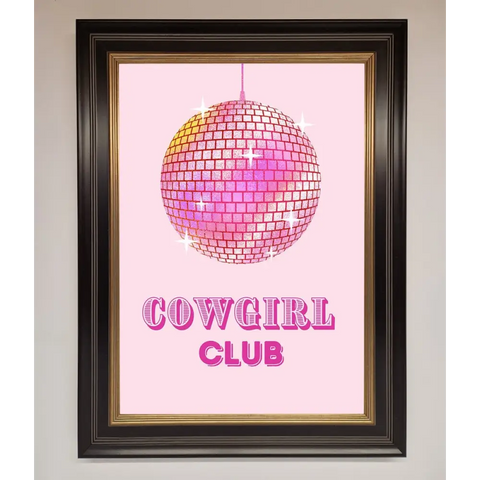 Cowgirl Club Disco Ball Framed Print - B0 (100 x 141 cm) / Black Gold - Framed Print
