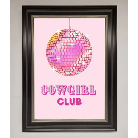 Cowgirl Club Disco Ball Framed Print - B0 (100 x 141 cm) / Black Silver - Framed Print