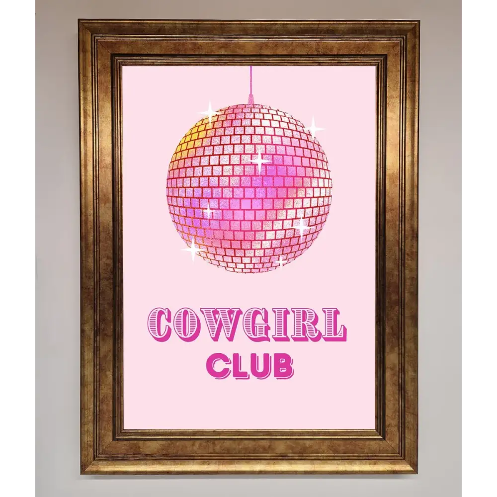 Cowgirl Club Disco Ball Framed Print - B0 (100 x 141 cm) / Bronze - Framed Print