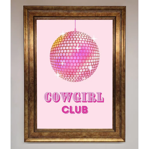 Cowgirl Club Disco Ball Framed Print - B0 (100 x 141 cm) / Bronze - Framed Print