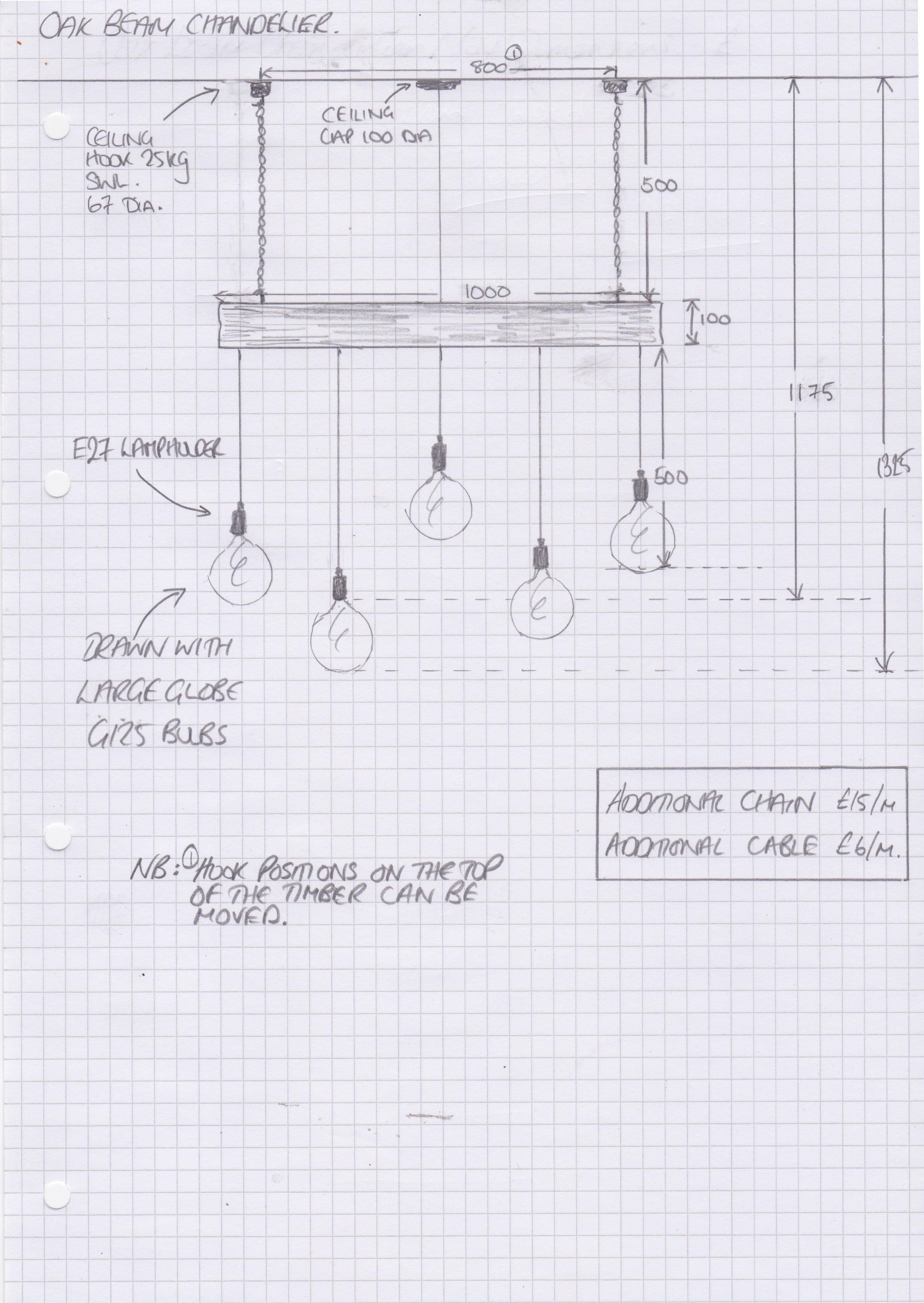 300 Year Old Oak Beam Chandelier | Reclaimed Rustic Kitchen & Dining Lighting UK