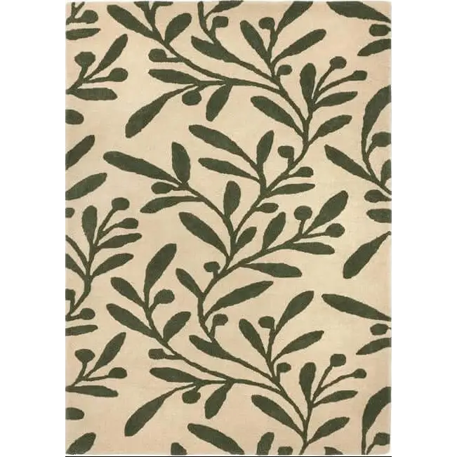 Cream Wool Rug Floral Design - 80X150 cm - Rugs