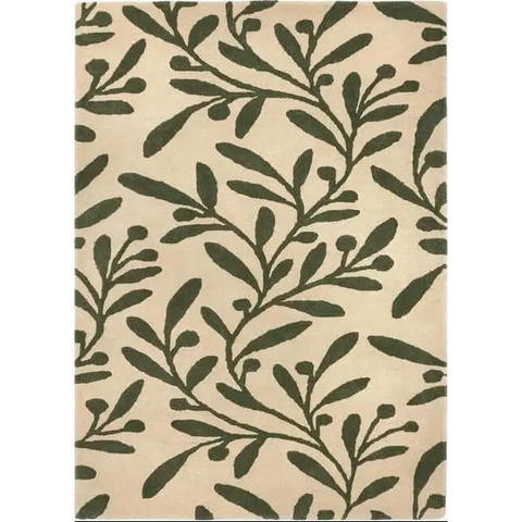 Cream Wool Rug Floral Design - 80X150 cm - Rugs