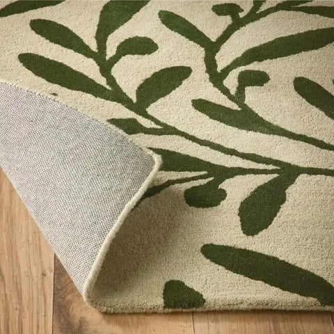 Cream Wool Rug Floral Design - Rugs