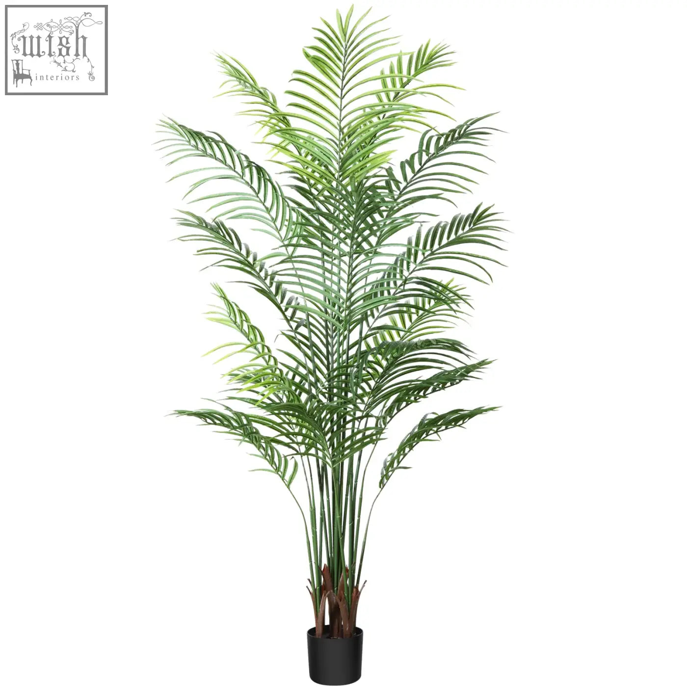 Tall crosofmi artificial areca palm tree with lush green fronds in sleek black pot perfect for indoor outdoor use