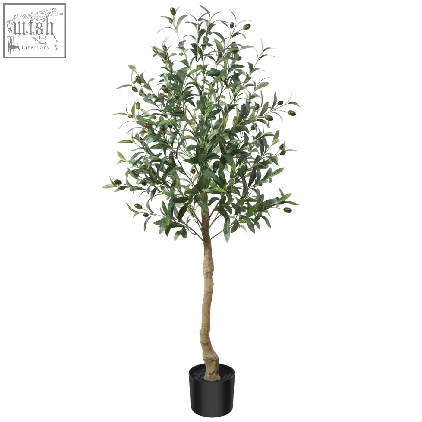 Crosofmi artificial olive tree 120cm tall fake plant with lush green leaves and dark olives in black pot for indoors