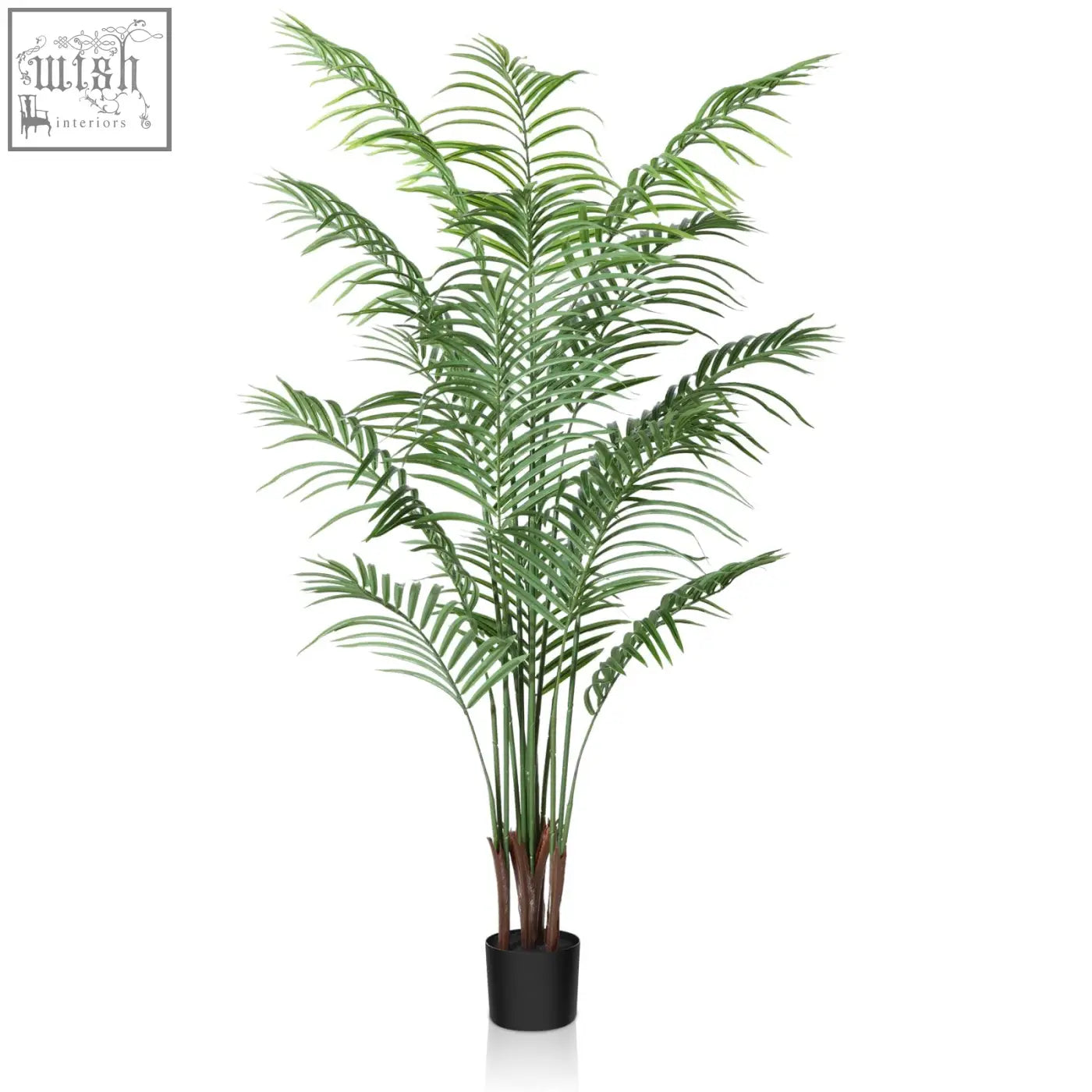 Tall crosofmi artificial areca palm with lush green fronds in sleek black pot for indoor and outdoor decor