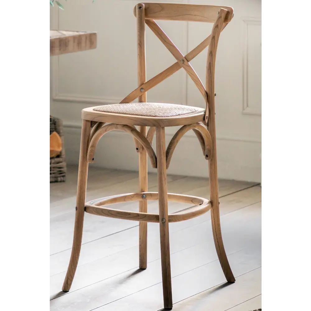 Cross Back Bentwood French Bar Stools x2 - Bar Stool