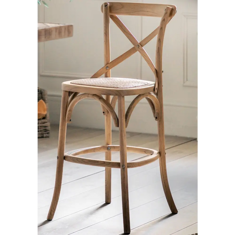Cross Back Bentwood French Bar Stools x2 - Bar Stool