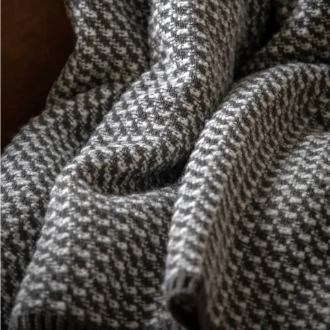 Cross Knit Throw Grey White - throw