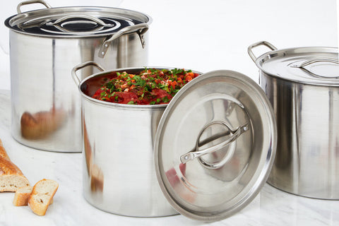 Stainless steel classic silver stock pot from crosse set features sturdy handles and a reflective metallic finish with lid