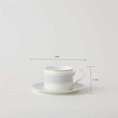 Cup and Saucer Set Classic Pattern with Silvering Banding Light Weight 290ml (Set 4) 4 CUPS/ 4 SAUCERS