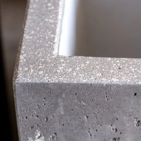 Gray speckled concrete planter with onyx dusk colourway and sharp edges perfect for compact greenery display