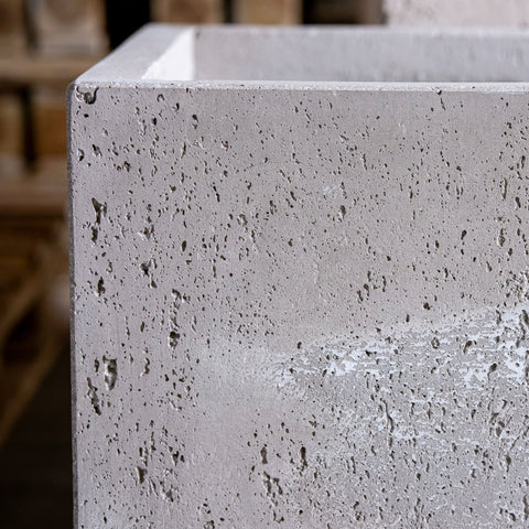 Gray cubrosa truffle 20cm concrete square planter with pigmented concrete and speckled texture perfect for kitchen counters plant displays
