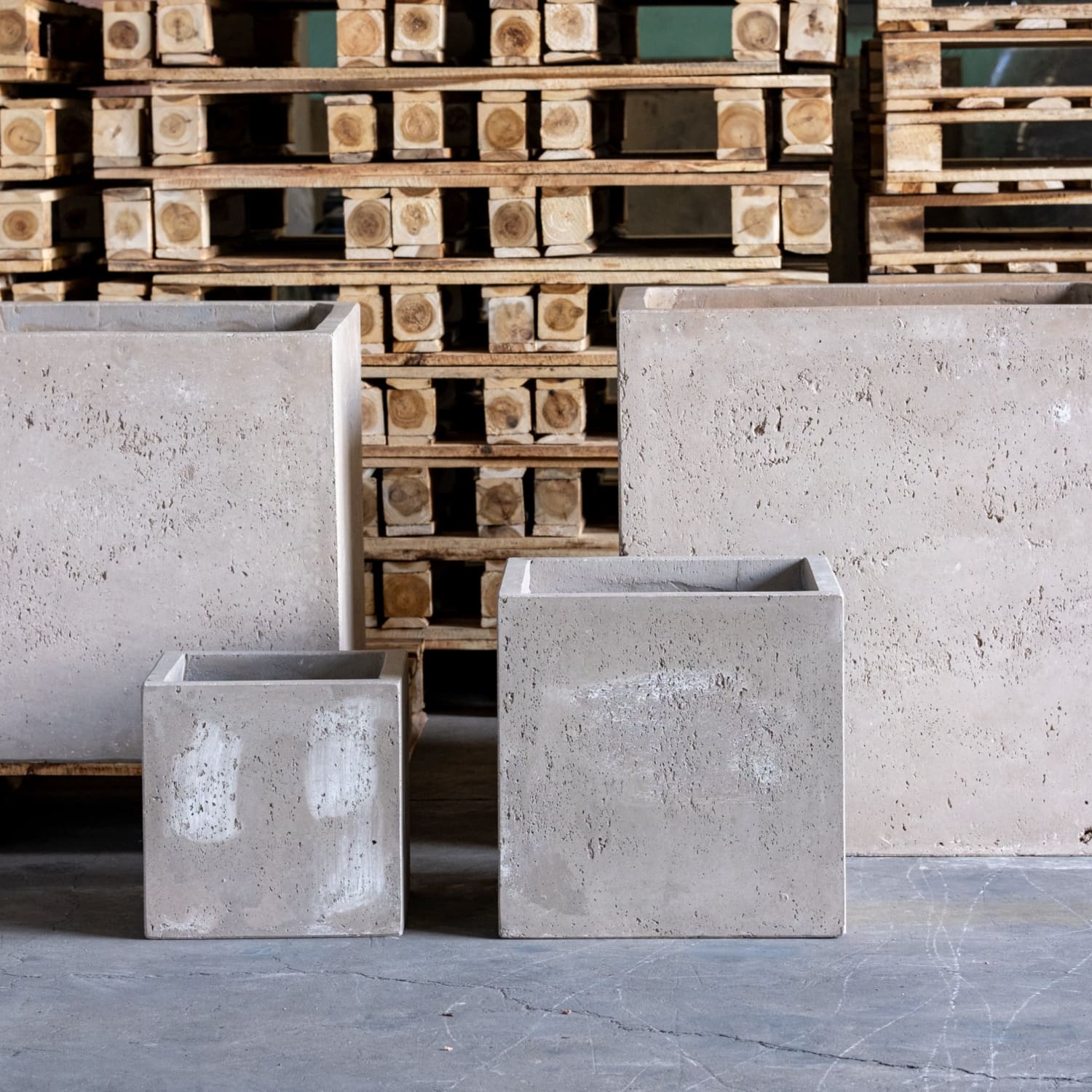 Gray cubrosa truffle 20cm concrete square planter with rustic pigmented concrete finish for kitchen counters plant displays