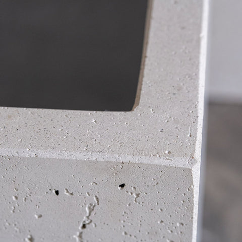 Gray concrete 20cm x 20cm white mist cubrosa plant pot with speckled texture and visible aggregate