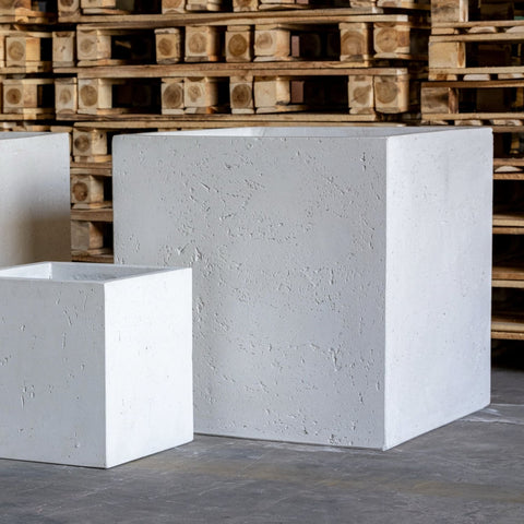 Cubrosa | White Mist – 55cm Large Square Concrete Planter – 115L Modern Plant Pot