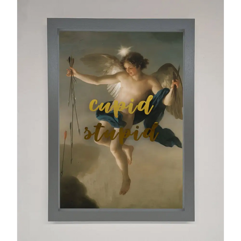 Cupid Stupid Foil Print - A3 (29.7 x 42 cm) / Dark Grey - Framed Print