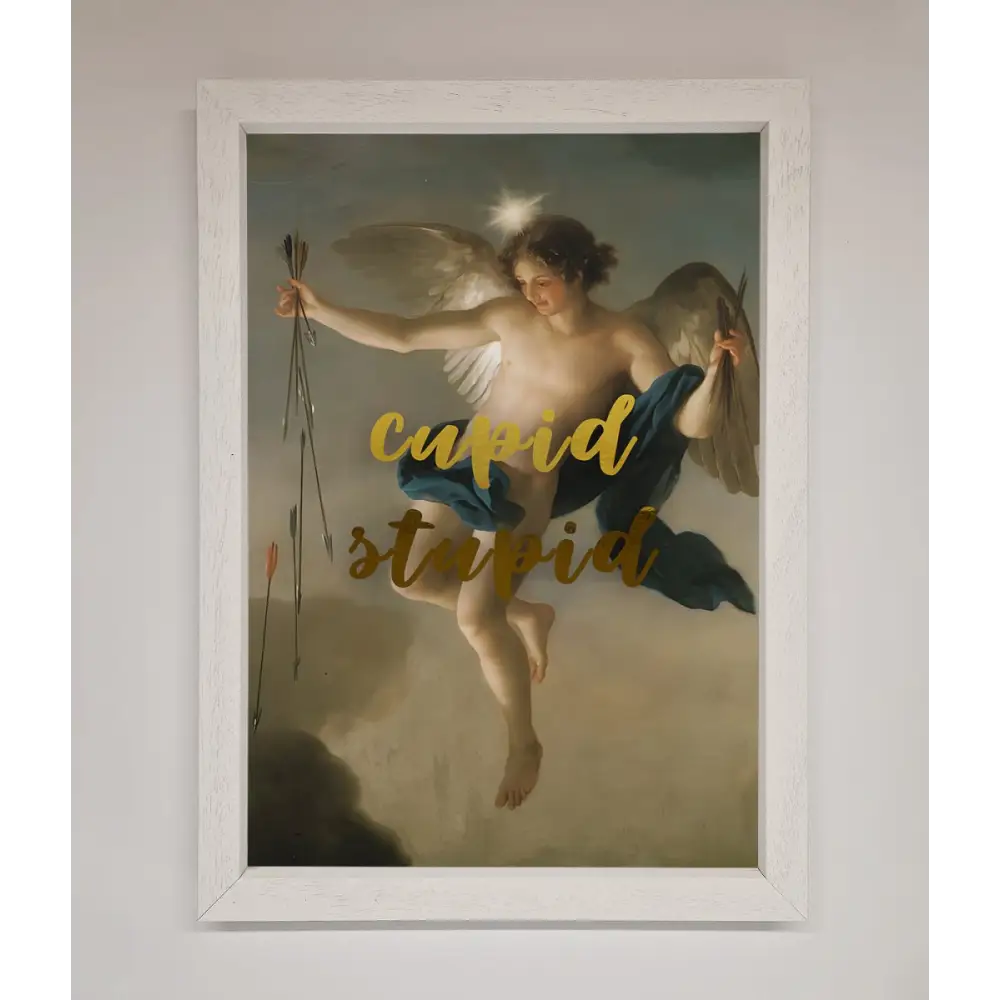 Cupid Stupid Foil Print - A3 (29.7 x 42 cm) / White - Framed Print