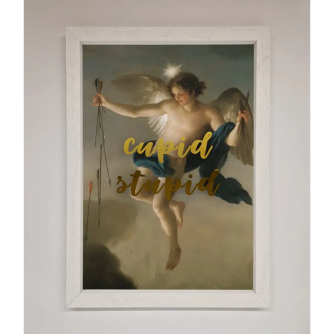 Cupid Stupid Foil Print - A3 (29.7 x 42 cm) / White - Framed Print