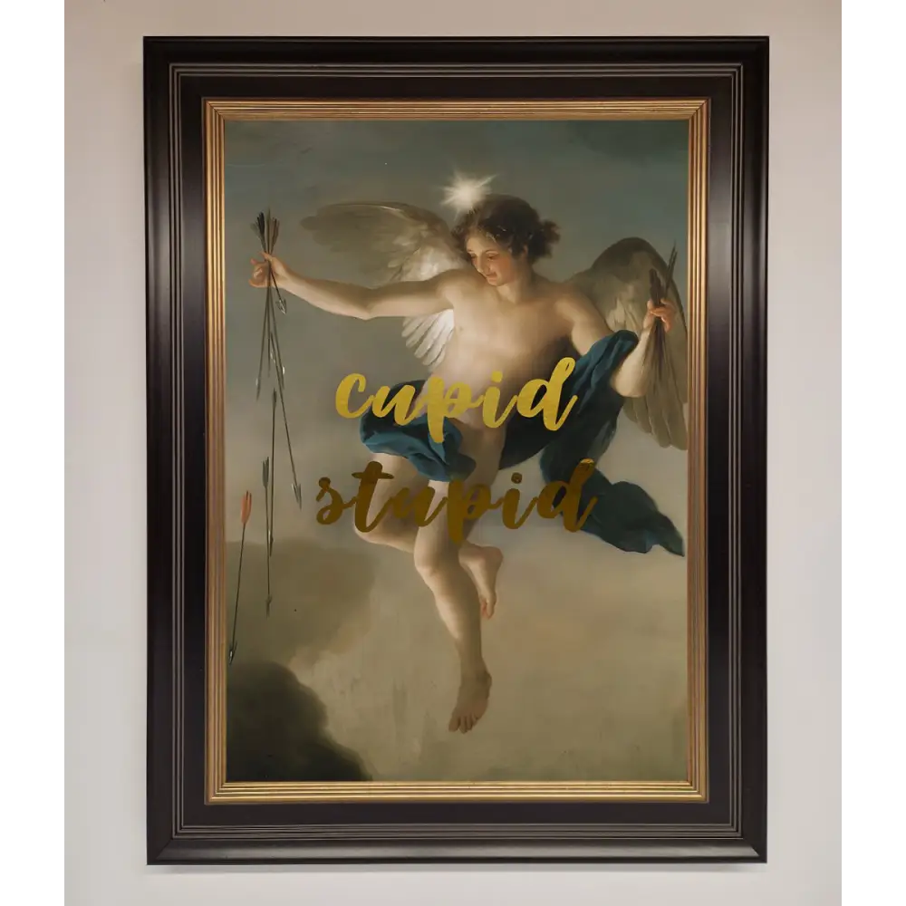 Cupid Stupid Foil Print - B0 (100 x 141 cm) / Black Gold - Framed Print