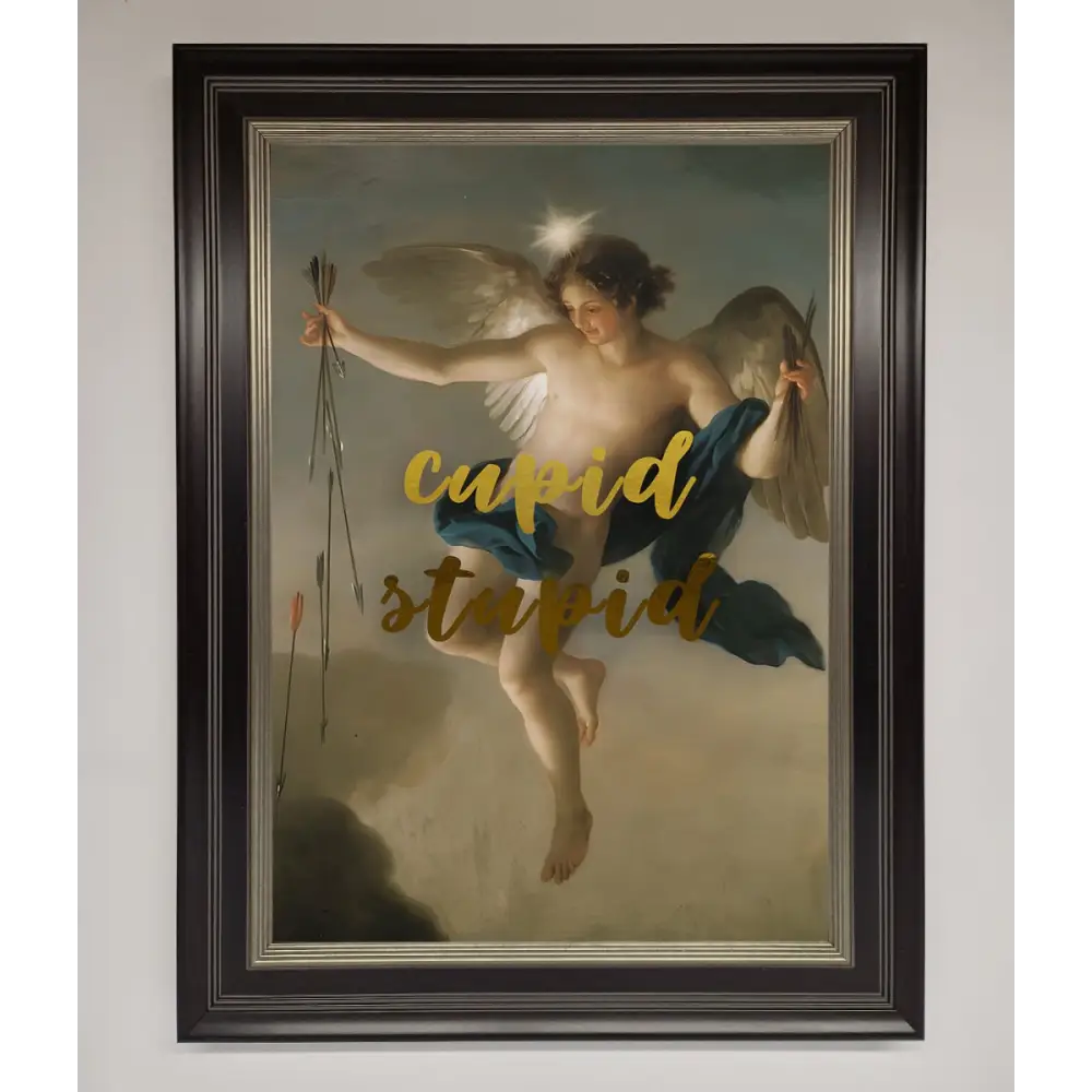 Cupid Stupid Foil Print - B0 (100 x 141 cm) / Black Silver - Framed Print