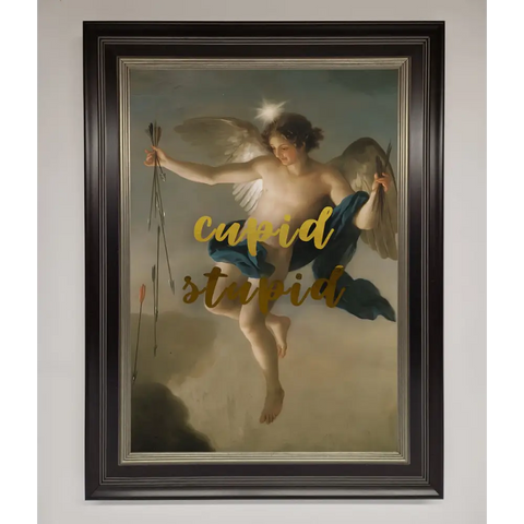 Cupid Stupid Foil Print - B0 (100 x 141 cm) / Black Silver - Framed Print