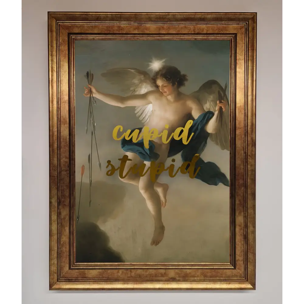 Cupid Stupid Foil Print - B0 (100 x 141 cm) / Bronze - Framed Print