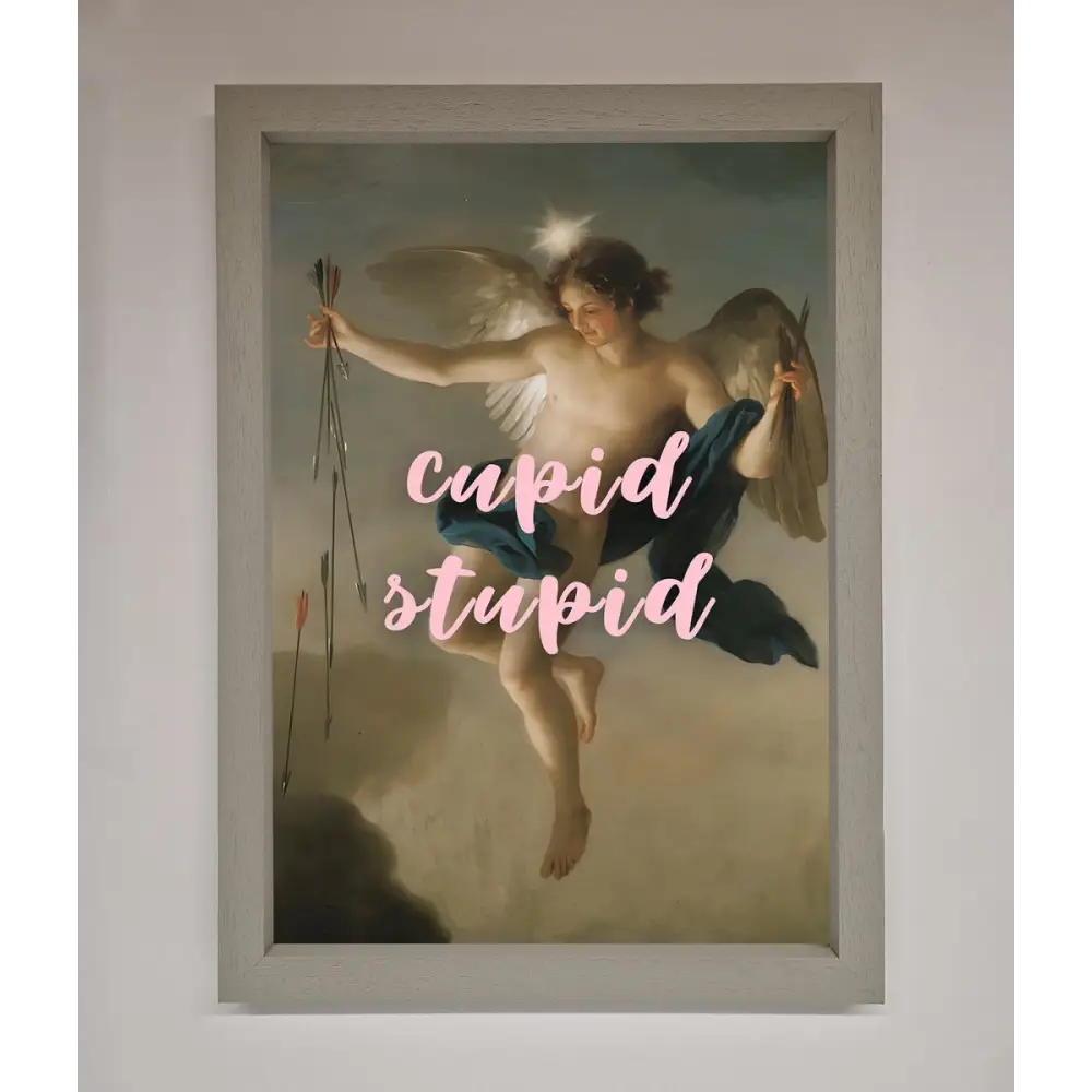 Cupid Stupid Framed Poster - A3 (29.7 x 42 cm) / Grey - Framed Print