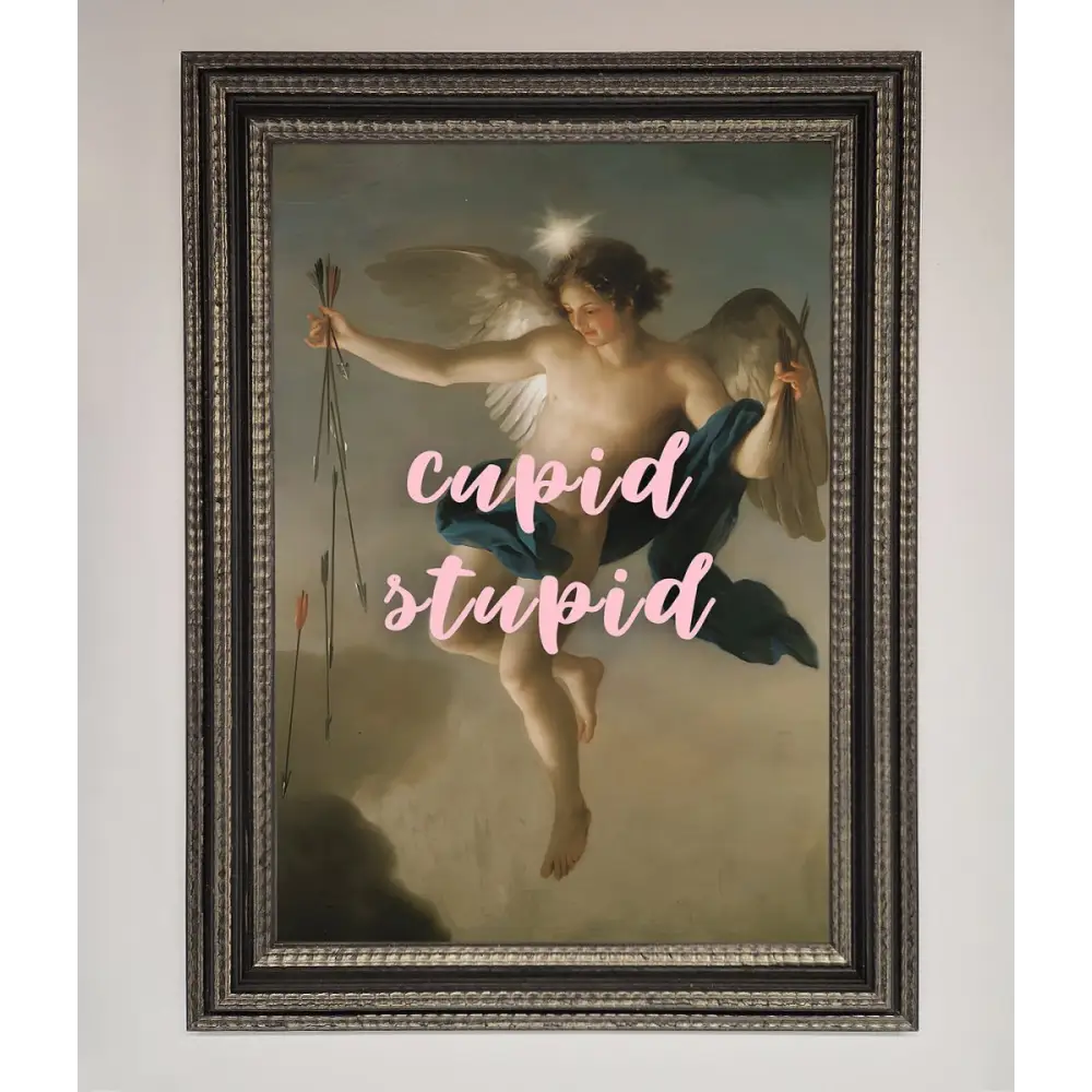 Cupid Stupid Framed Poster - A3 (29.7 x 42 cm) / Ornate Silver Black - Framed Print