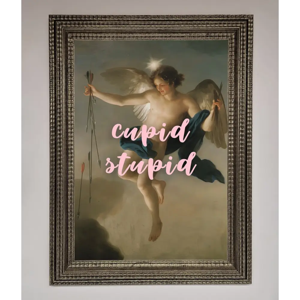 Cupid Stupid Framed Poster - A3 (29.7 x 42 cm) / Ornate Silver - Framed Print