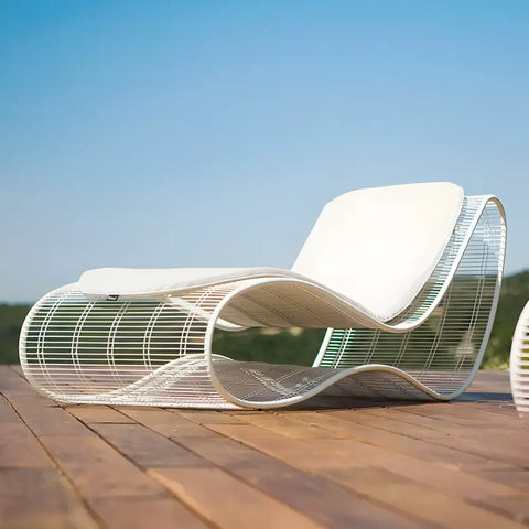Curved Sunbathing Bed,Lounger with Table- Aluminium - sun lounger