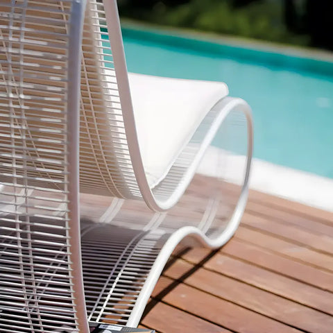 Curved Sunbathing Bed,Lounger with Table- Aluminium - sun lounger