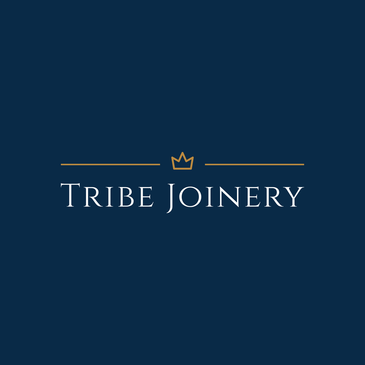 Custom order for laura featuring elegant tribe joinery logo with gold crown on navy blue background