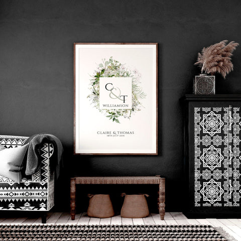 Personalised valentines gift wall art print