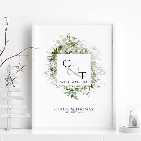 Personalised valentines gift wall art print