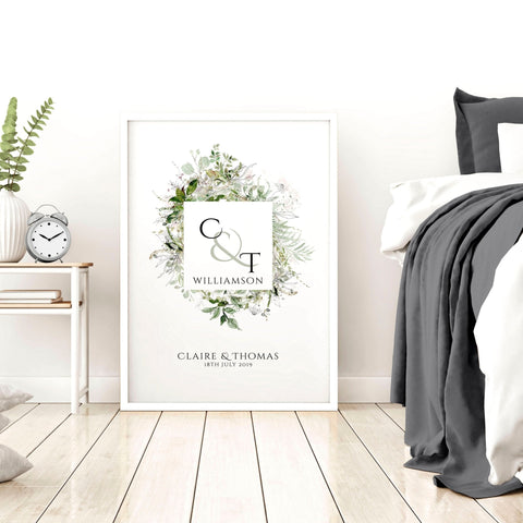 Personalised valentines gift wall art print