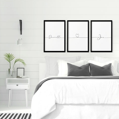 Customized valentines gift | set of 3 Bedroom wall art