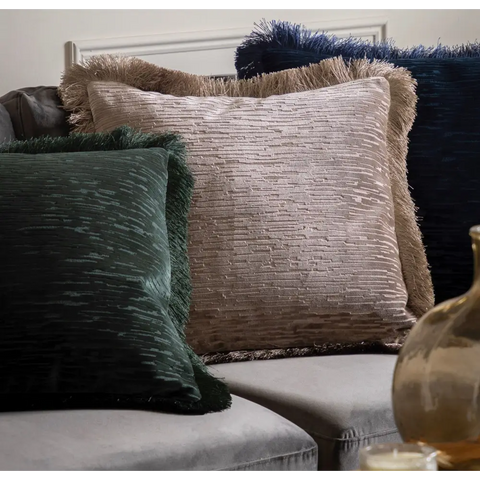 Cut Velvet Fringed Scatter Cushion - Cushion