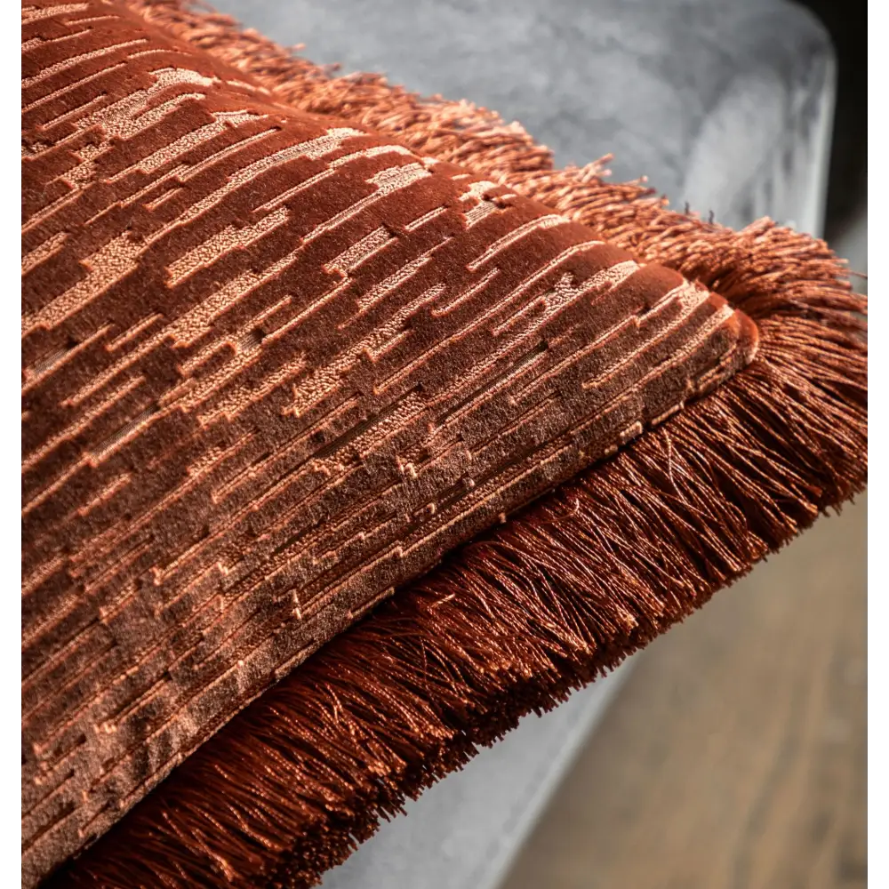 Cut Velvet Fringed Scatter Cushion - Cushion