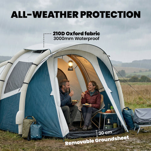 Outsunny Inflatable Camping Tent w/ Air Pump, Easy Setup 2-3 Person Blow Up Tent, Green