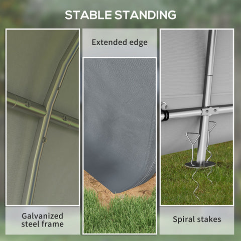 Outsunny 3 x 3(m) Garden Storage Tent, Heavy Duty Outdoor Shed, Waterproof Portable Shed Storage Shelter with Galvanised Steel Frame for Bike, Motorcycle, Garden Tools, Grey