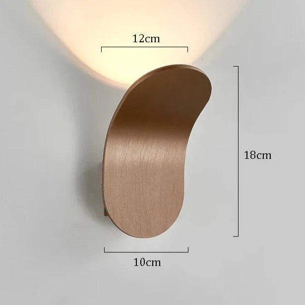 Daisuke light wall lights with sleek brushed copper finish and curved leaf design 18cm tall for stylish walls