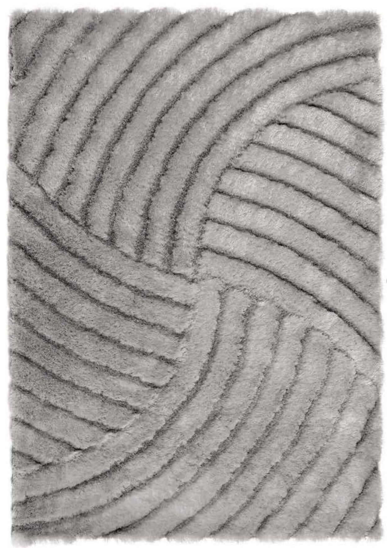 Gray plush dallas silver grey shaggy rug with a textured wavy pattern for cozy home decor