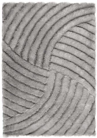 Gray plush dallas silver grey shaggy rug with a textured wavy pattern for cozy home decor