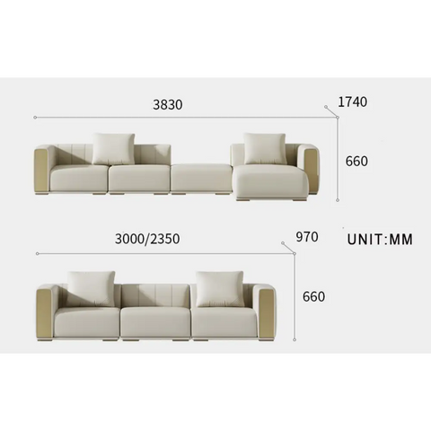 Daly Three Seater Sofa Real Leather