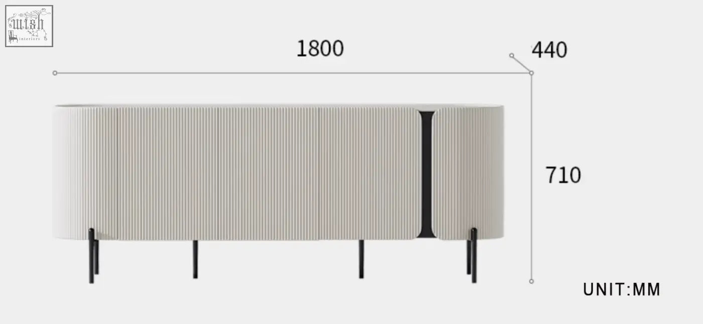 Beige ribbed wood damon sideboard with black legs and central accent perfect blend for your dining area