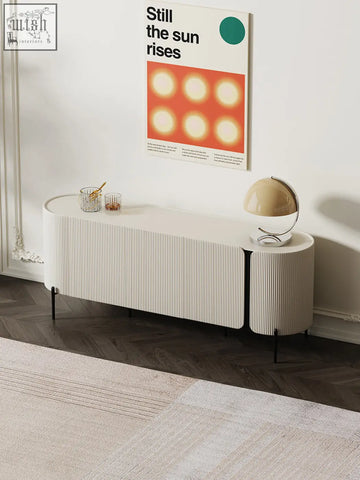 White ribbed damon sideboard with black wood legs perfect blend for dining area storage and style