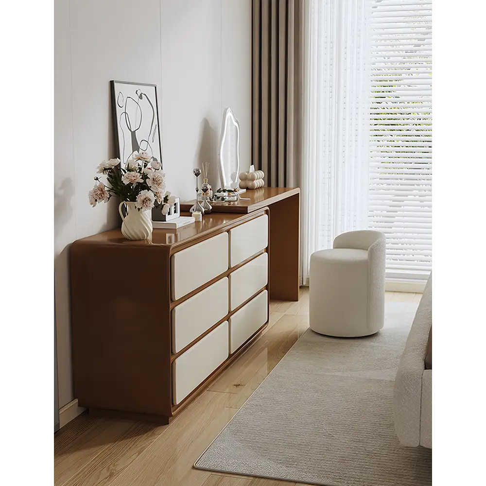 Daniela Corner Dressing Table With Mirror Solid Wood